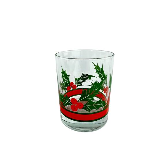 Libbey Holly Berry Glasses Set of 12, Vintage Christmas Wine, Lowball, Tumbler - Picture 6 of 16